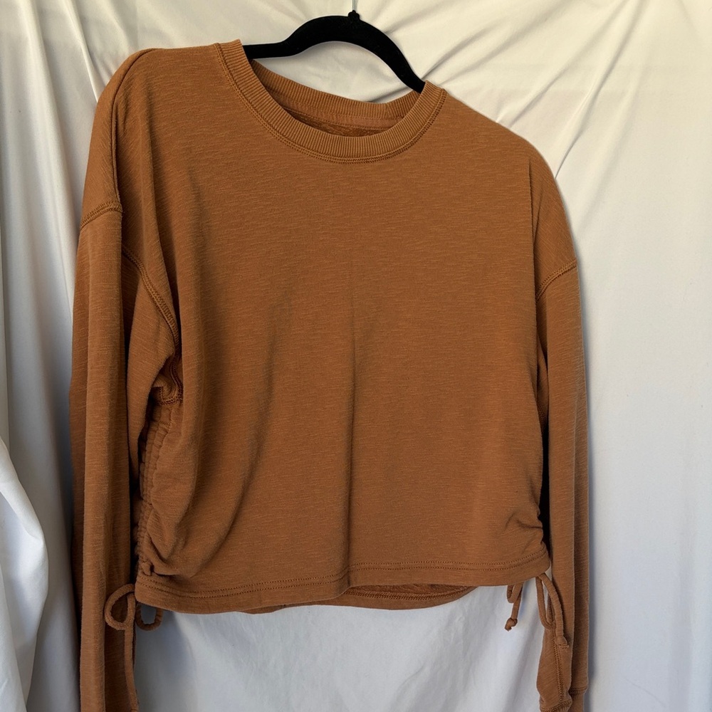 American Eagle Outfitters Rust Drawstring Hem Crewneck Sweatshirt